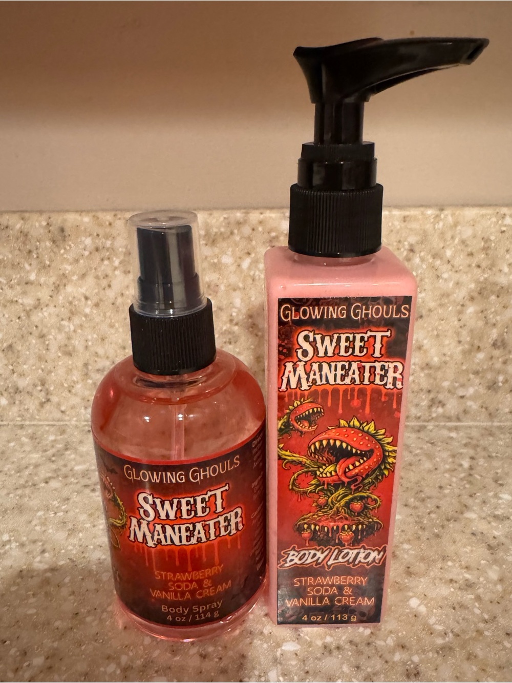 Glowing Ghouls Sweet Maneater Strawberry Soda & Vanilla Cream Body Lotion Duo